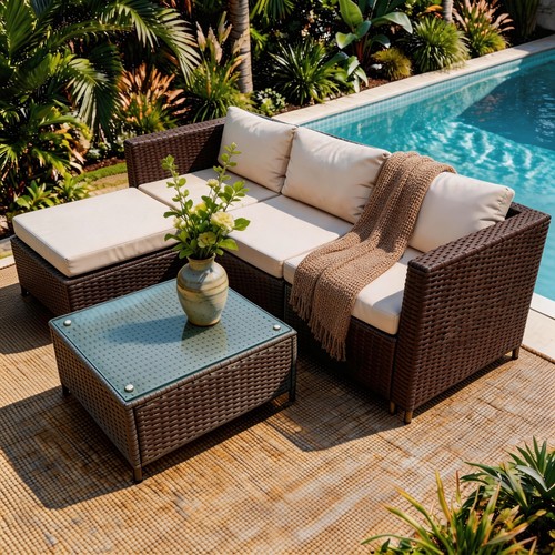 Rattan corner sofa set - rattan,